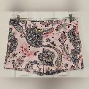Express Paisley Print Women Shorts - Pink and Black Size 8